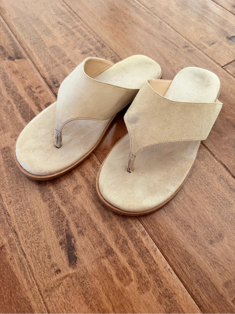 Dear Frances Beige Suede Thong Slide Sandals Made in Italy Size 38
